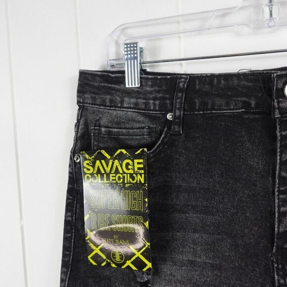 Elite Jeans Savage Collection Womens Black Distressed Shorts Size 32 - Picture 2 of 10